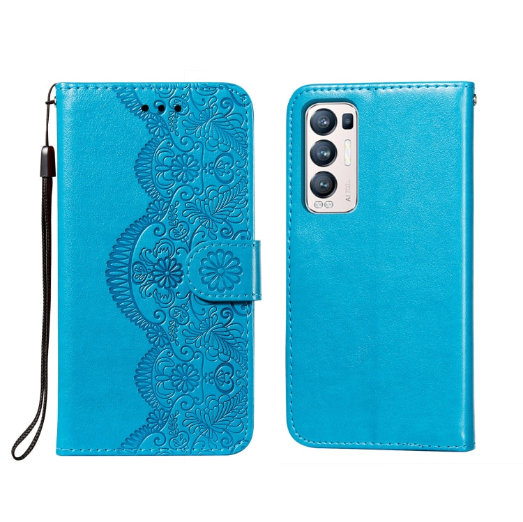 For OPPO Find X3 Neo / Reno5 Pro Plus 5G Flower Vine Embossing Pattern Horizontal Flip Leather Case with Card Slot & Holder & Wallet & Lanyard