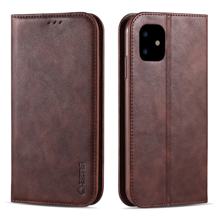 For iPhone 11 AZNS Retro Texture Magnetic Horizontal Flip PU Leather Case with Holder & Card Slots & Photo Frame