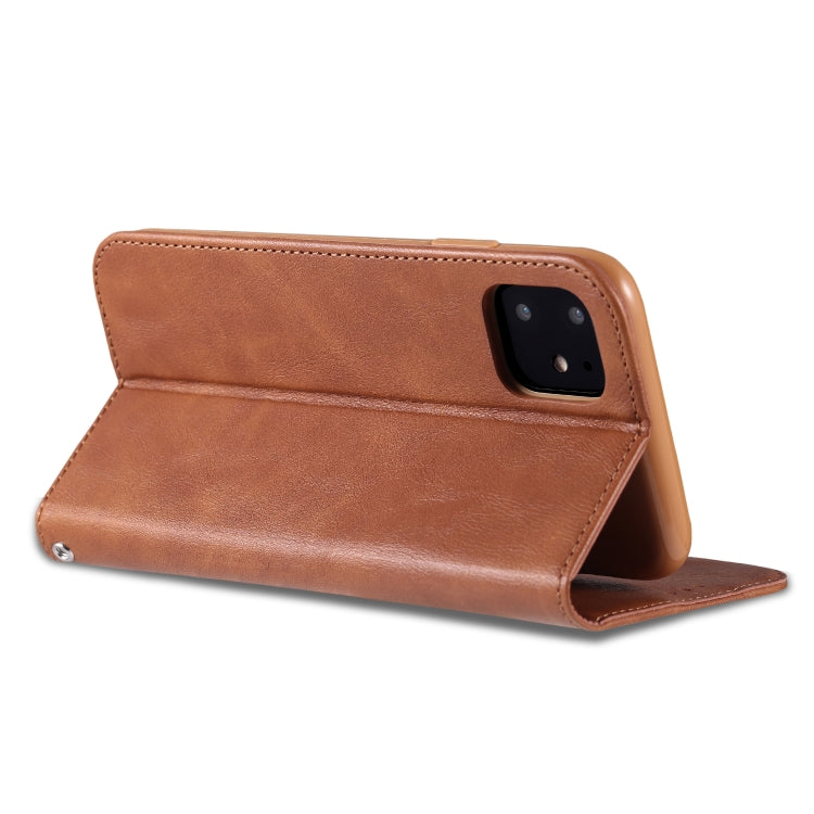 For iPhone 11 AZNS Retro Texture Magnetic Horizontal Flip PU Leather Case with Holder & Card Slots & Photo Frame