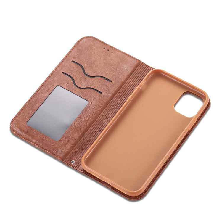 For iPhone 11 Pro Max AZNS Retro Texture Magnetic Horizontal Flip PU Leather Case with Holder & Card Slots & Photo Frame