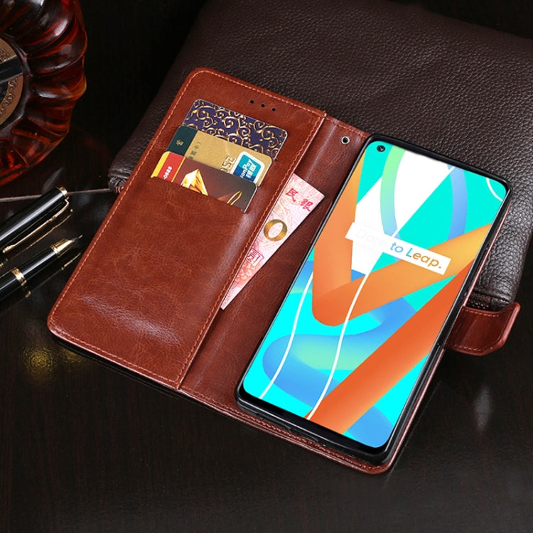 For OPPO Realme 8 5G idewei Crazy Horse Texture Horizontal Flip Leather Case with Holder & Card Slots & Wallet