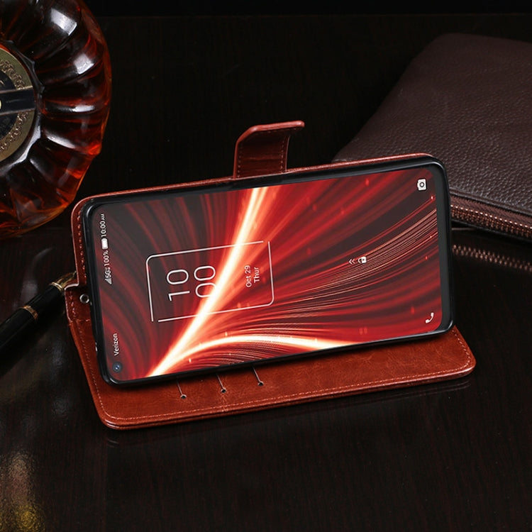 For TCL 10 5G UW idewei Crazy Horse Texture Horizontal Flip Leather Case with Holder & Card Slots & Wallet
