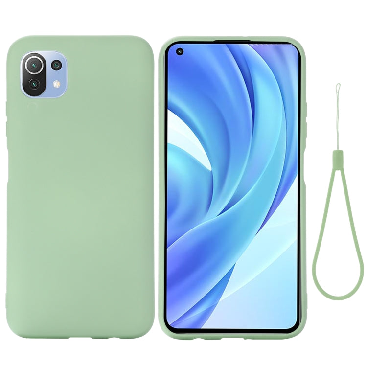 For Xiaomi Mi 11 Lite Solid Color Liquid Silicone Dropproof Full Coverage Protective Case