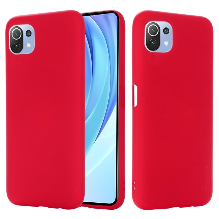 For Xiaomi Mi 11 Lite Solid Color Liquid Silicone Dropproof Full Coverage Protective Case