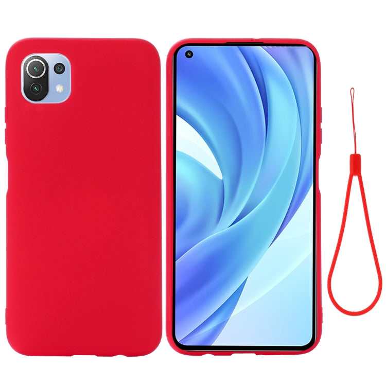 For Xiaomi Mi 11 Lite Solid Color Liquid Silicone Dropproof Full Coverage Protective Case