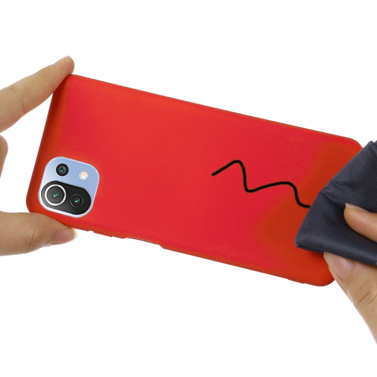 For Xiaomi Mi 11 Lite Solid Color Liquid Silicone Dropproof Full Coverage Protective Case