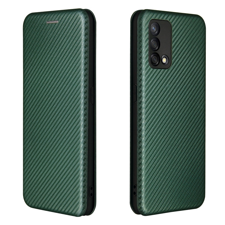 For OPPO F19 / A74 4G Carbon Fiber Texture Horizontal Flip TPU + PC + PU Leather Case with Card Slot