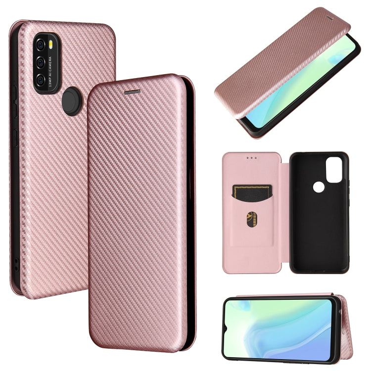 For Blackview A70 (2021) Carbon Fiber Texture Horizontal Flip TPU + PC + PU Leather Case with Card Slot