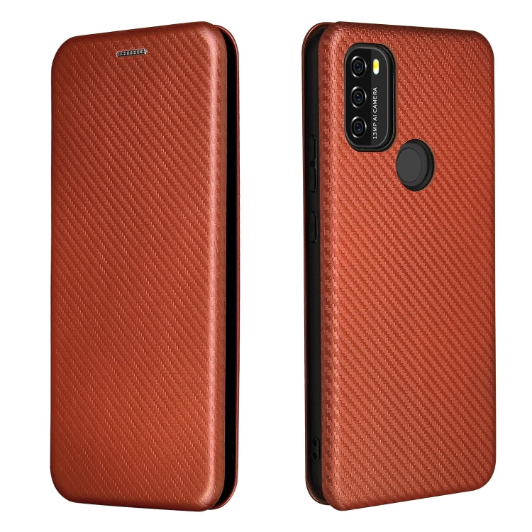 For Blackview A70 (2021) Carbon Fiber Texture Horizontal Flip TPU + PC + PU Leather Case with Card Slot