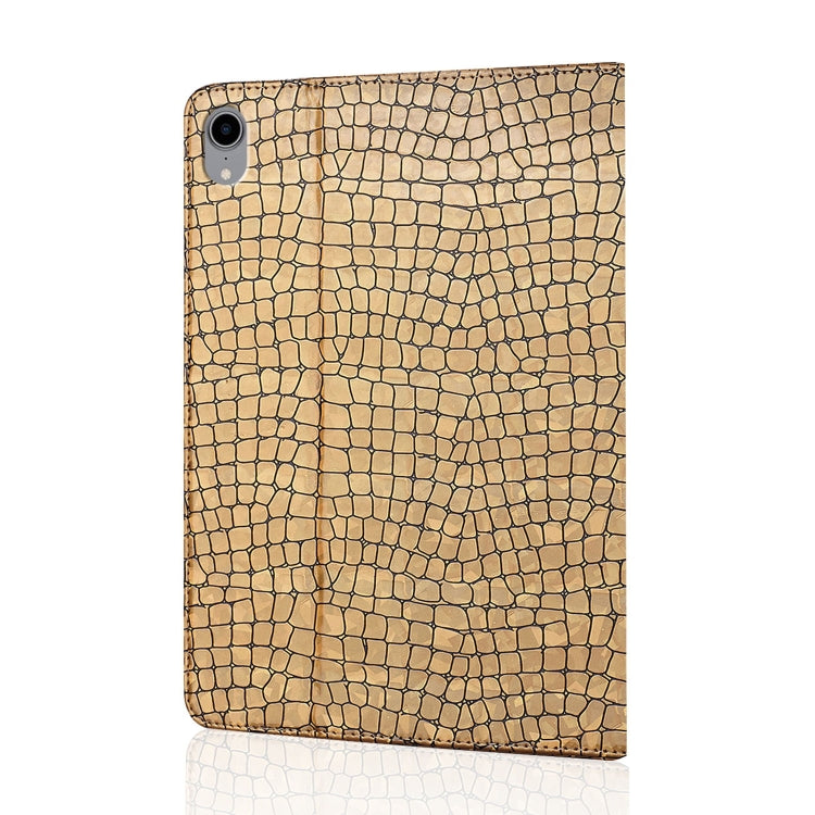Laser Glitter Stitching Crocodile Texture Horizontal Flip Leather Case with Storage Grid & Holder For iPad Air (2020)