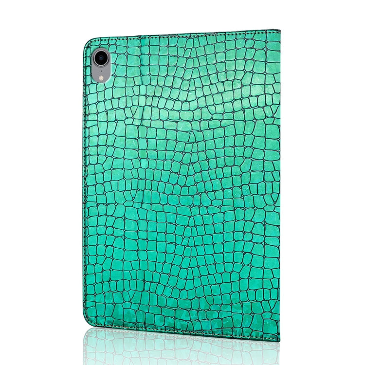 Laser Glitter Stitching Crocodile Texture Horizontal Flip Leather Case with Storage Grid & Holder For iPad Air (2020)