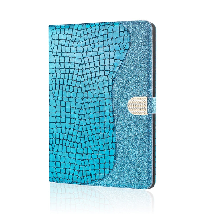 Laser Glitter Stitching Crocodile Texture Horizontal Flip Leather Case with Storage Grid & Holder For iPad Air (2020)