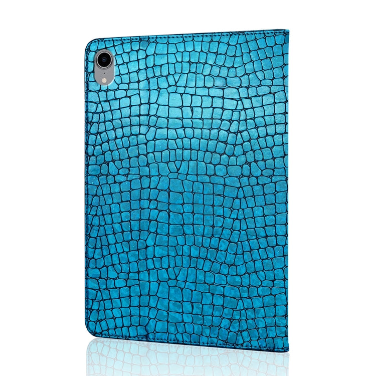 Laser Glitter Stitching Crocodile Texture Horizontal Flip Leather Case with Storage Grid & Holder For iPad Air (2020)