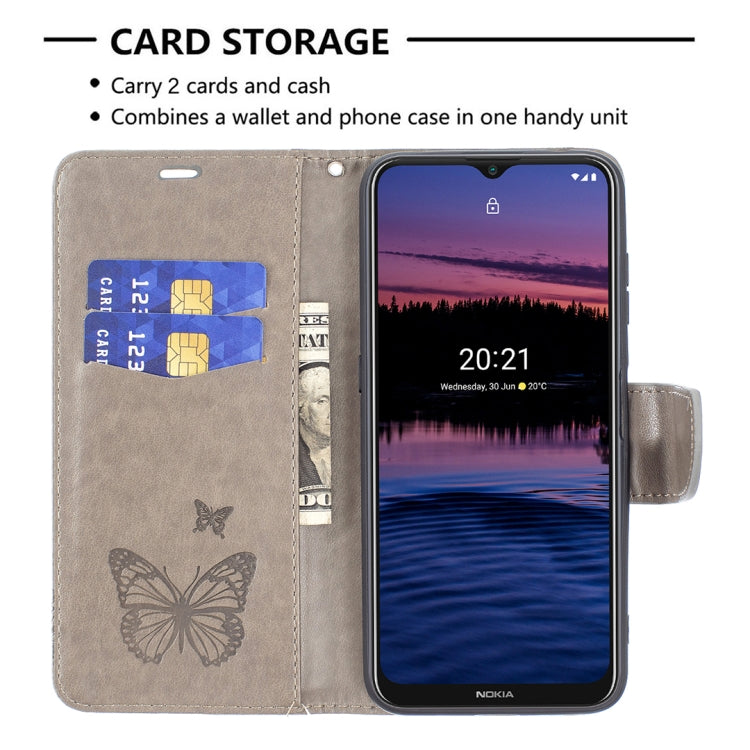 For Nokia G20 / G10 Embossing Two Butterflies Pattern Horizontal Flip PU Leather Case with Holder & Card Slot & Wallet & Lanyard
