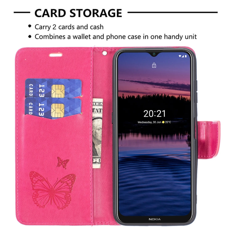 For Nokia G20 / G10 Embossing Two Butterflies Pattern Horizontal Flip PU Leather Case with Holder & Card Slot & Wallet & Lanyard