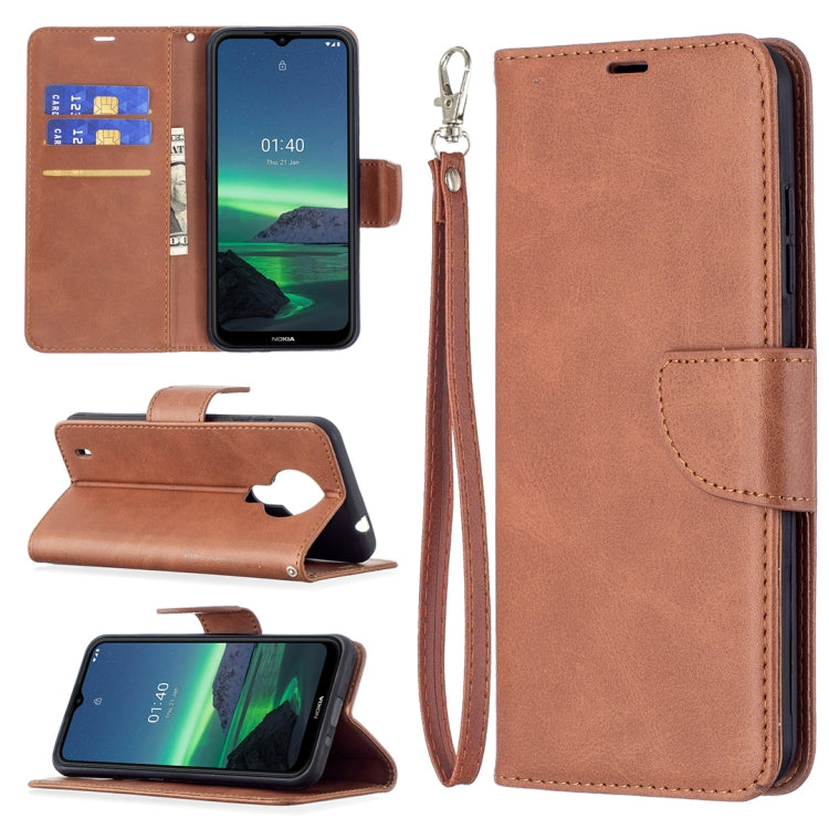 For Nokia 1.4 Retro Lambskin Texture Pure Color Horizontal Flip PU Leather Case with Holder & Card Slots & Wallet & Lanyard