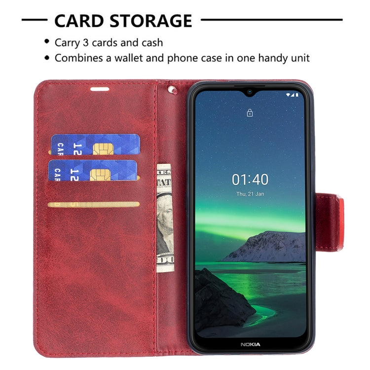 For Nokia 1.4 Retro Lambskin Texture Pure Color Horizontal Flip PU Leather Case with Holder & Card Slots & Wallet & Lanyard