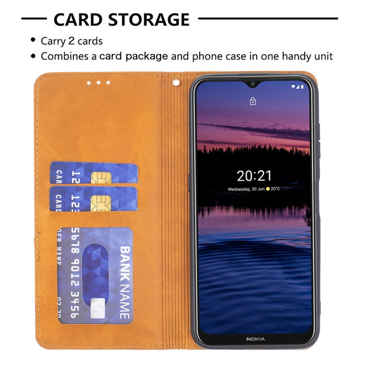 For Nokia G20 / G10 Rhombus Texture Horizontal Flip Magnetic Leather Case with Holder & Card Slots & Wallet