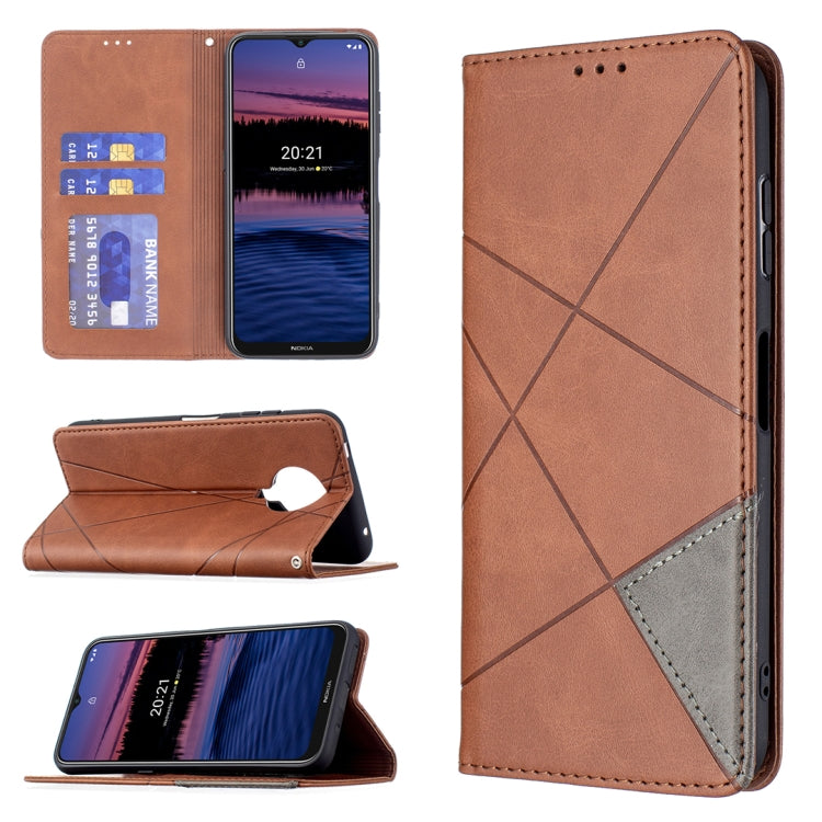 For Nokia G20 / G10 Rhombus Texture Horizontal Flip Magnetic Leather Case with Holder & Card Slots & Wallet