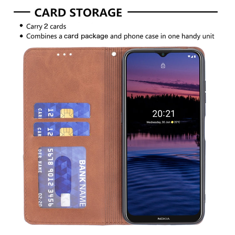 For Nokia G20 / G10 Rhombus Texture Horizontal Flip Magnetic Leather Case with Holder & Card Slots & Wallet