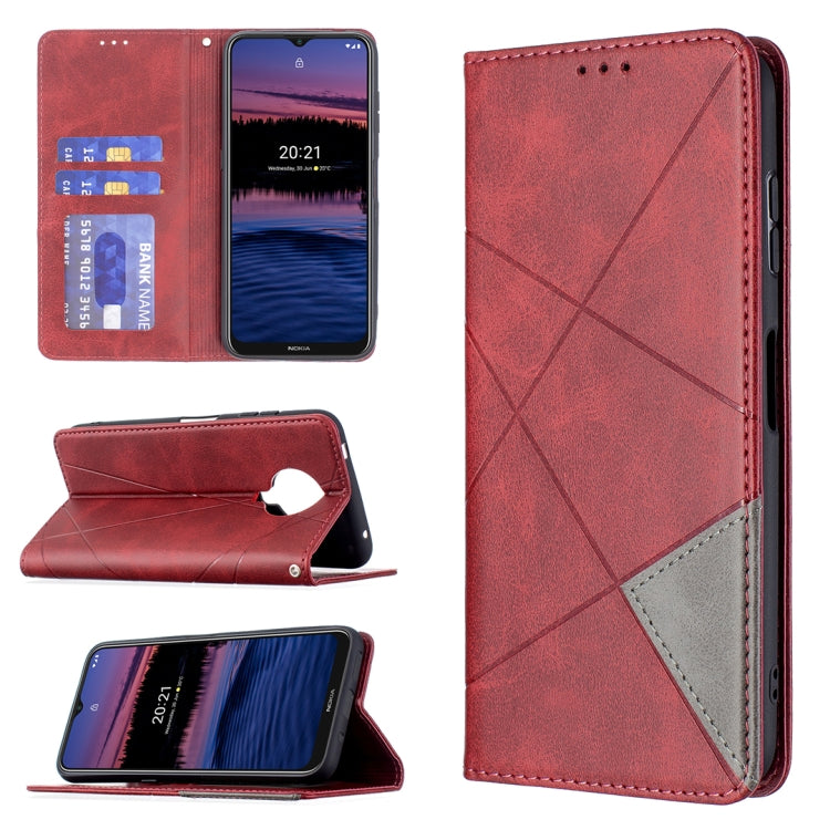 For Nokia G20 / G10 Rhombus Texture Horizontal Flip Magnetic Leather Case with Holder & Card Slots & Wallet