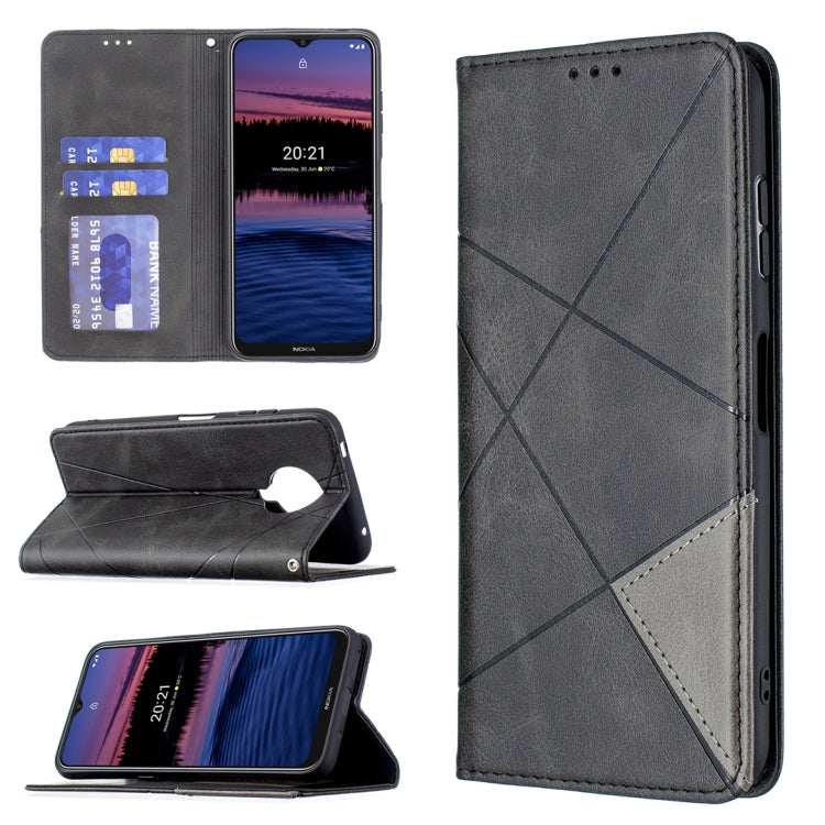 For Nokia G20 / G10 Rhombus Texture Horizontal Flip Magnetic Leather Case with Holder & Card Slots & Wallet