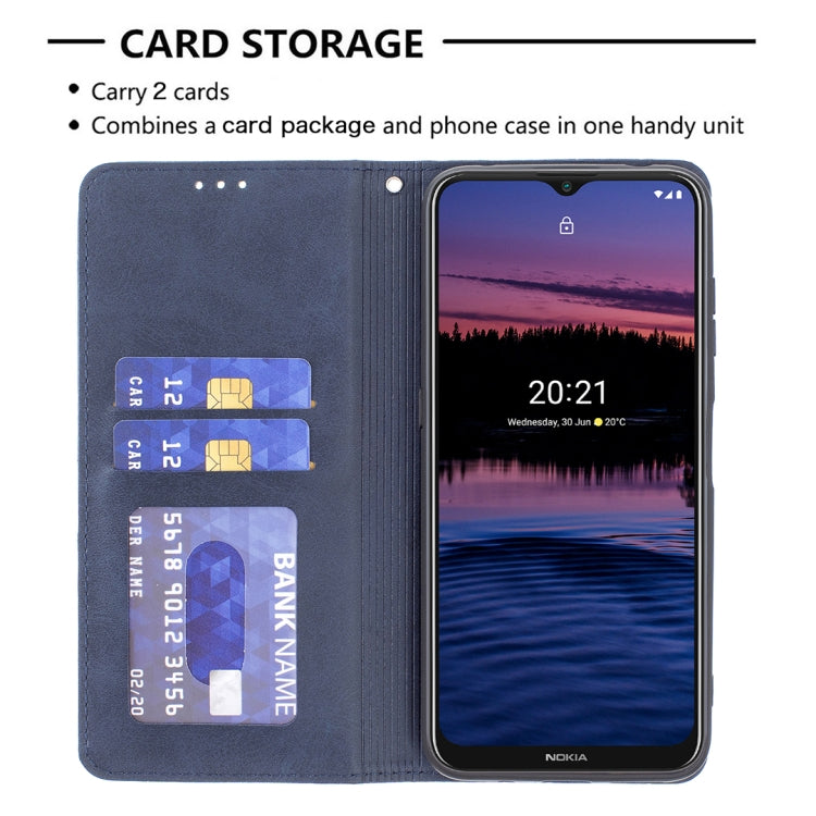 For Nokia G20 / G10 Rhombus Texture Horizontal Flip Magnetic Leather Case with Holder & Card Slots & Wallet