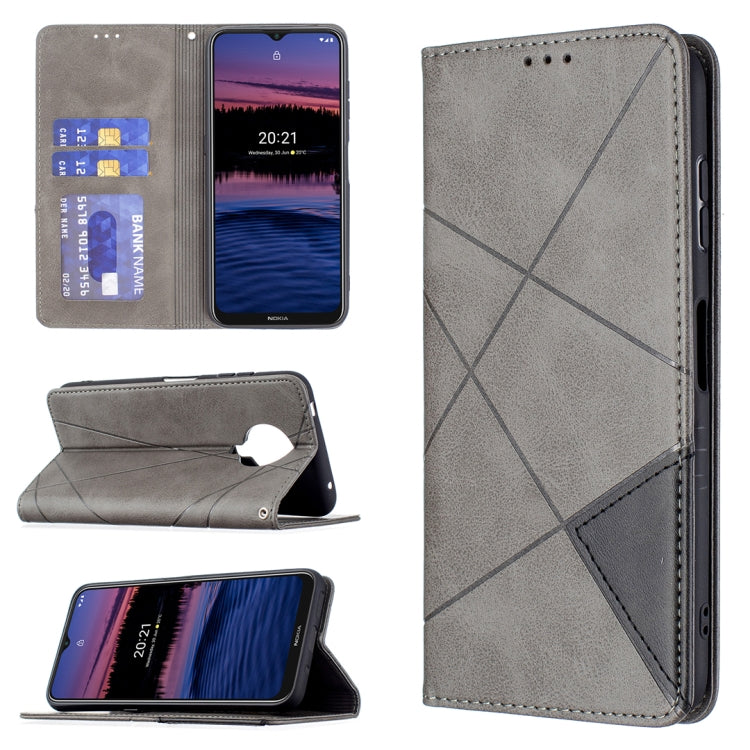 For Nokia G20 / G10 Rhombus Texture Horizontal Flip Magnetic Leather Case with Holder & Card Slots & Wallet