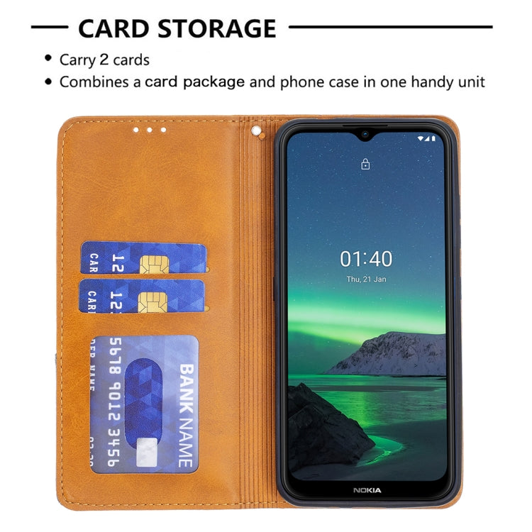 For Nokia 1.4 Rhombus Texture Horizontal Flip Magnetic Leather Case with Holder & Card Slots & Wallet