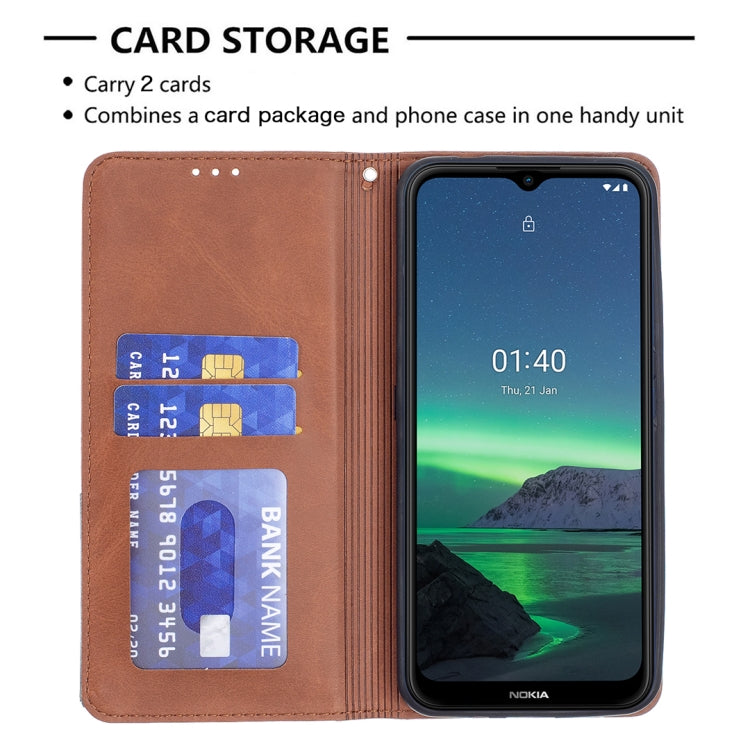 For Nokia 1.4 Rhombus Texture Horizontal Flip Magnetic Leather Case with Holder & Card Slots & Wallet