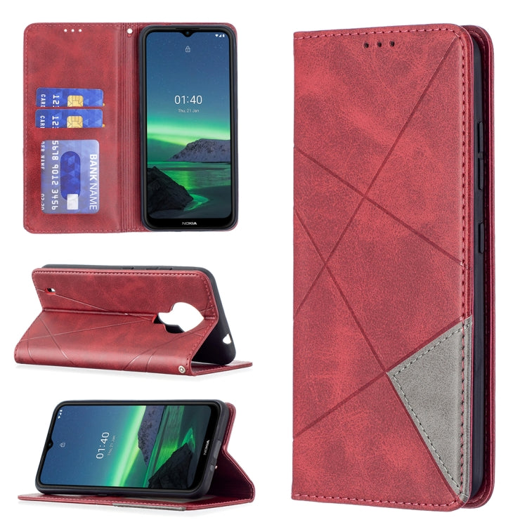 For Nokia 1.4 Rhombus Texture Horizontal Flip Magnetic Leather Case with Holder & Card Slots & Wallet