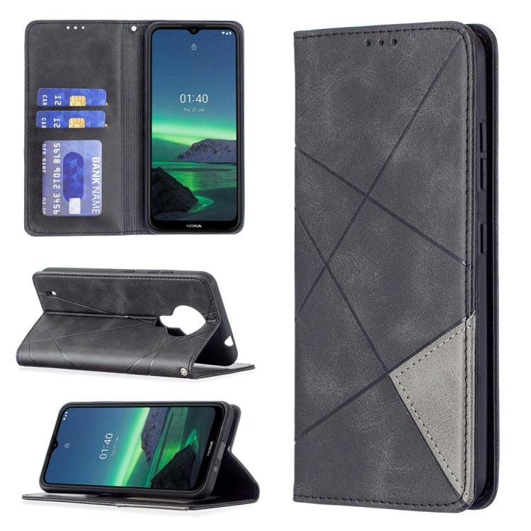 For Nokia 1.4 Rhombus Texture Horizontal Flip Magnetic Leather Case with Holder & Card Slots & Wallet