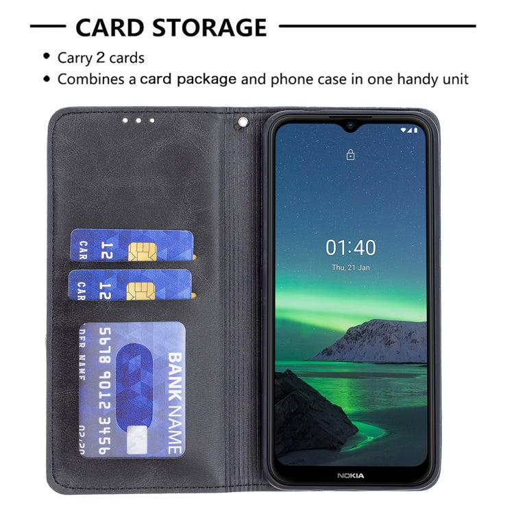 For Nokia 1.4 Rhombus Texture Horizontal Flip Magnetic Leather Case with Holder & Card Slots & Wallet