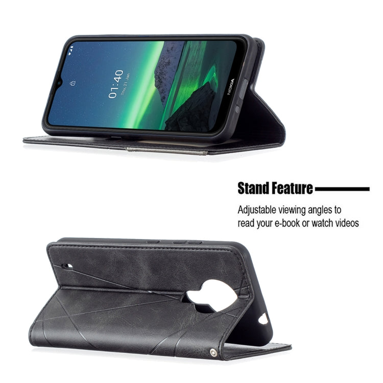 For Nokia 1.4 Rhombus Texture Horizontal Flip Magnetic Leather Case with Holder & Card Slots & Wallet