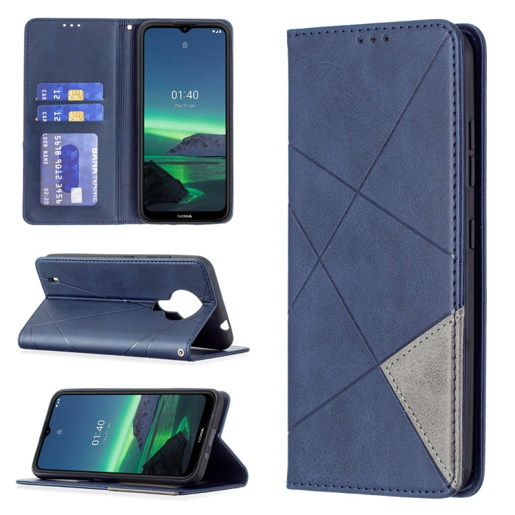 For Nokia 1.4 Rhombus Texture Horizontal Flip Magnetic Leather Case with Holder & Card Slots & Wallet