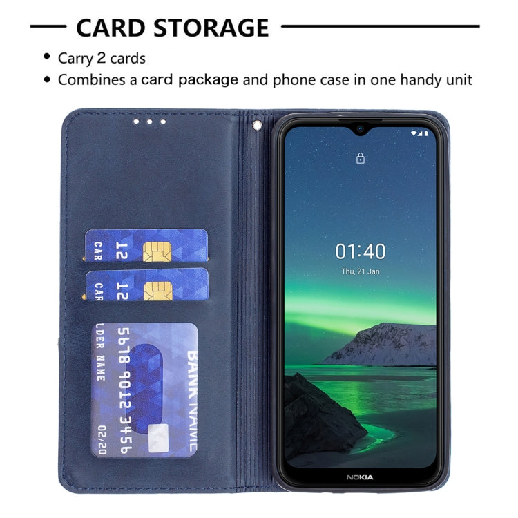 For Nokia 1.4 Rhombus Texture Horizontal Flip Magnetic Leather Case with Holder & Card Slots & Wallet