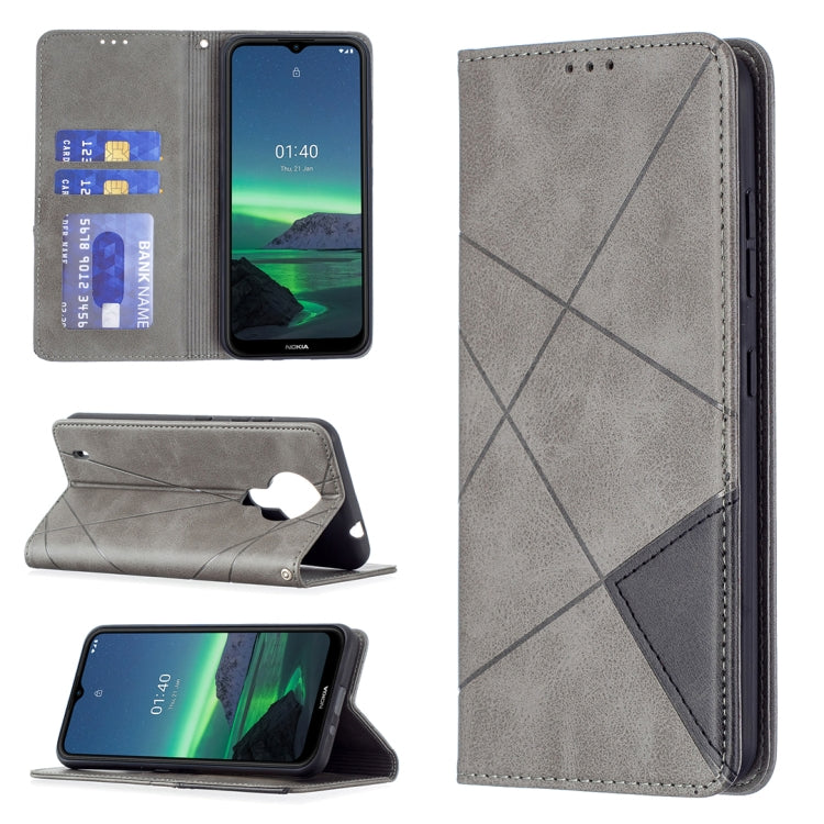 For Nokia 1.4 Rhombus Texture Horizontal Flip Magnetic Leather Case with Holder & Card Slots & Wallet