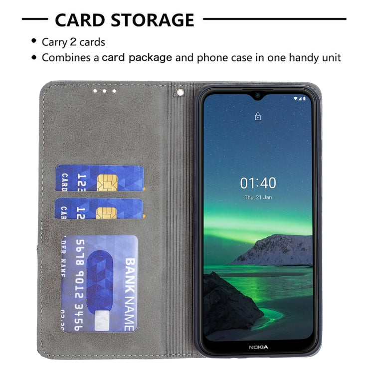 For Nokia 1.4 Rhombus Texture Horizontal Flip Magnetic Leather Case with Holder & Card Slots & Wallet