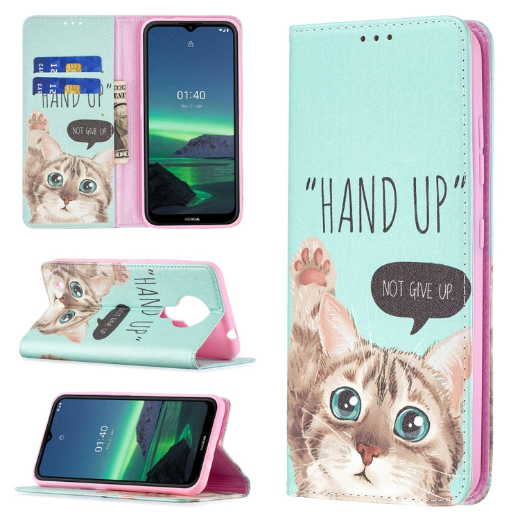 For Nokia 1.4 Colored Drawing Pattern Invisible Magnetic Horizontal Flip PU Leather Case with Holder & Card Slots & Wallet