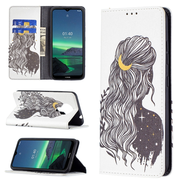 For Nokia 1.4 Colored Drawing Pattern Invisible Magnetic Horizontal Flip PU Leather Case with Holder & Card Slots & Wallet