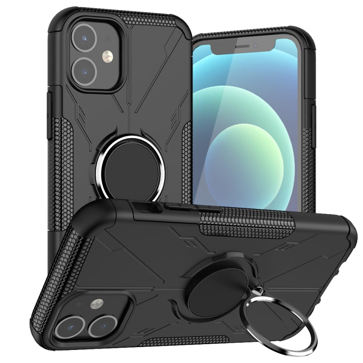 For iPhone 12 mini Machine Armor Bear Shockproof PC + TPU Protective Case with Ring Holder