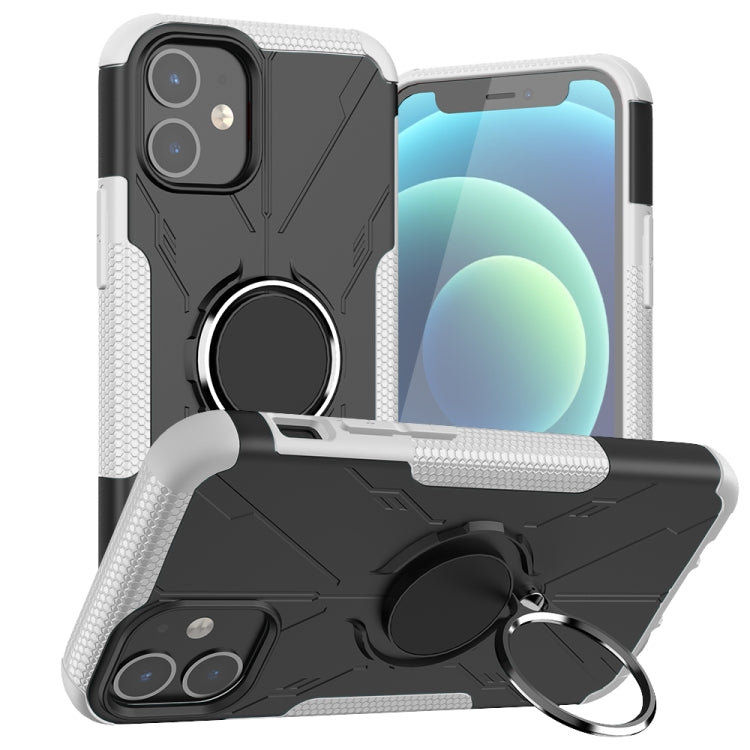 For iPhone 12 mini Machine Armor Bear Shockproof PC + TPU Protective Case with Ring Holder