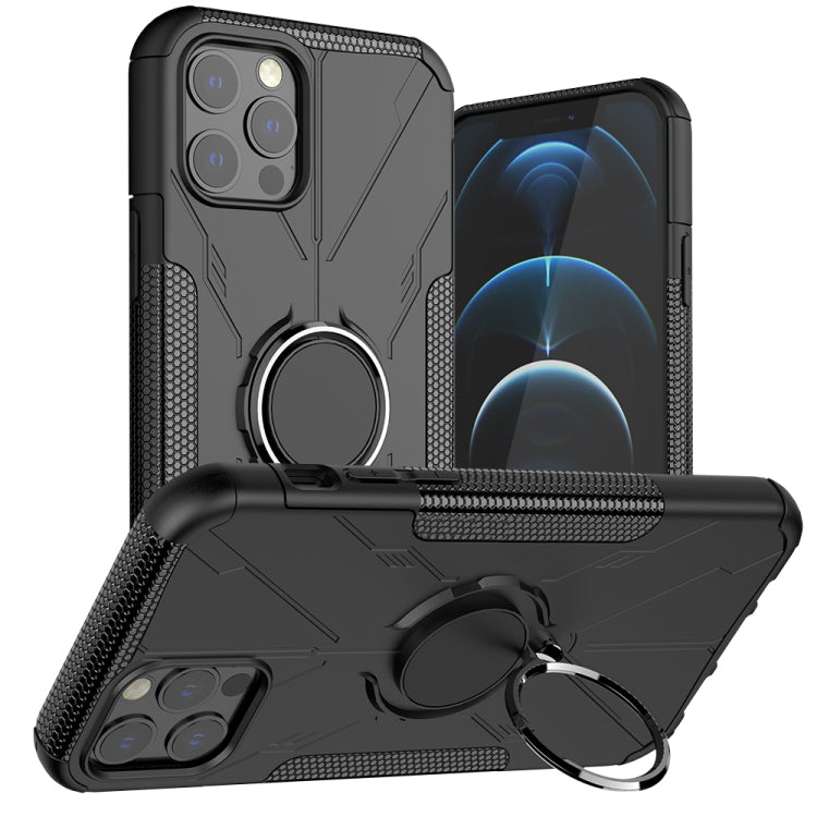 For iPhone 12 / 12 Pro Machine Armor Bear Shockproof PC + TPU Protective Case with Ring Holder