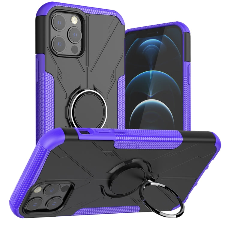 For iPhone 12 / 12 Pro Machine Armor Bear Shockproof PC + TPU Protective Case with Ring Holder