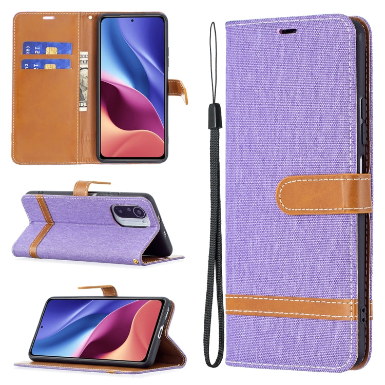 For Xiaomi Mi 11i / Poco F3 / Redmi K40 Color Matching Denim Texture Horizontal Flip Leather Case with Holder & Card Slots & Wallet & Lanyard