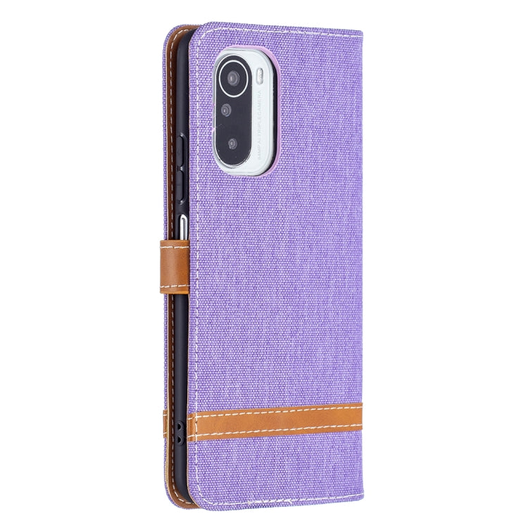 For Xiaomi Mi 11i / Poco F3 / Redmi K40 Color Matching Denim Texture Horizontal Flip Leather Case with Holder & Card Slots & Wallet & Lanyard