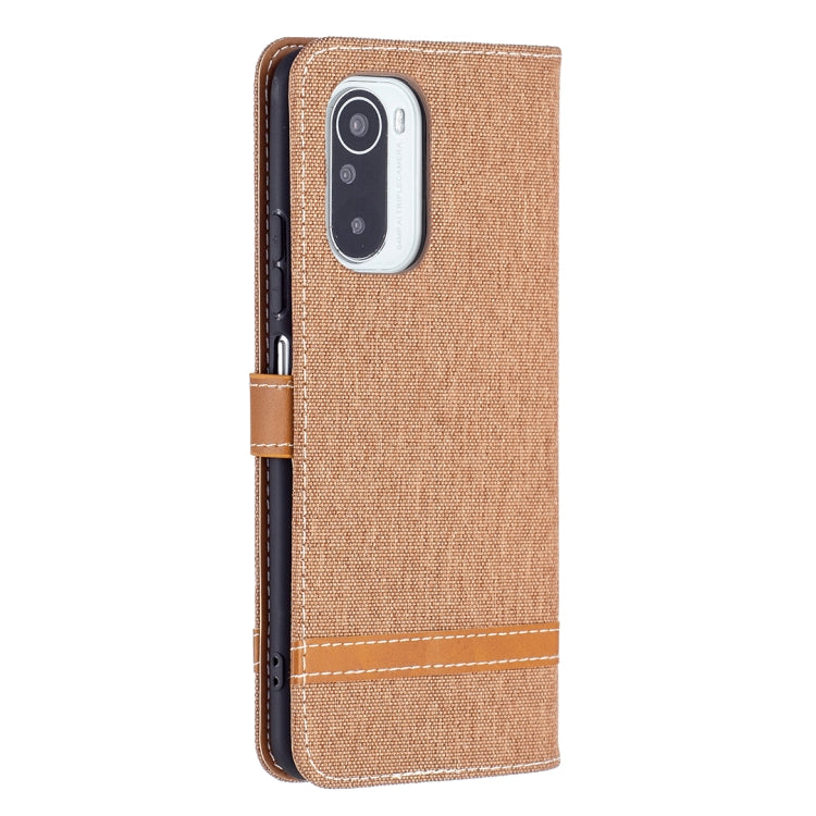 For Xiaomi Mi 11i / Poco F3 / Redmi K40 Color Matching Denim Texture Horizontal Flip Leather Case with Holder & Card Slots & Wallet & Lanyard