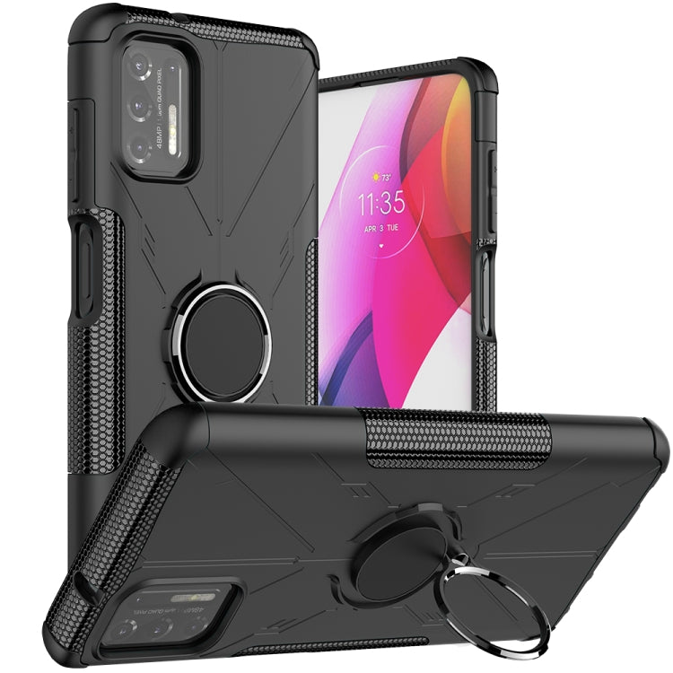 For Motorola Moto G Stylus (2021) Machine Armor Bear Shockproof PC + TPU Protective Case with Ring Holder