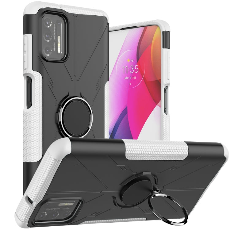 For Motorola Moto G Stylus (2021) Machine Armor Bear Shockproof PC + TPU Protective Case with Ring Holder
