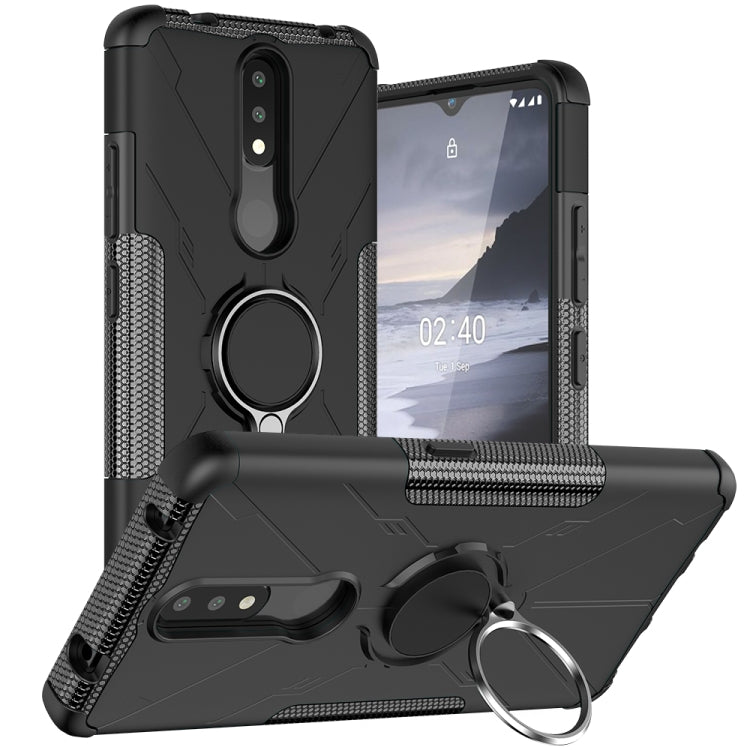 For Nokia 2.4 Machine Armor Bear Shockproof PC + TPU Protective Case with Ring Holder